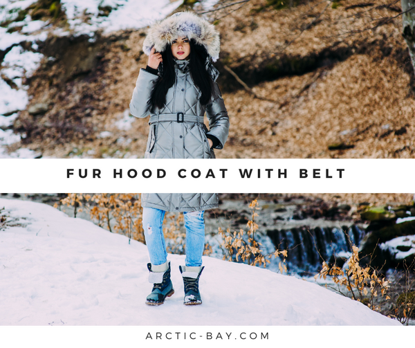 Fur Hood Coat With Belt - Arctic Bay
