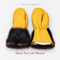 Arctic Bay yellow leather mittens with black fur cuffs
