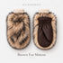 Arctic Bay brown fur mittens with dark brown leather palm