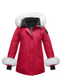 Arctic Bay red parka with white fur trim