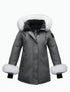 Arctic Bay steel grey parka with white fur trim