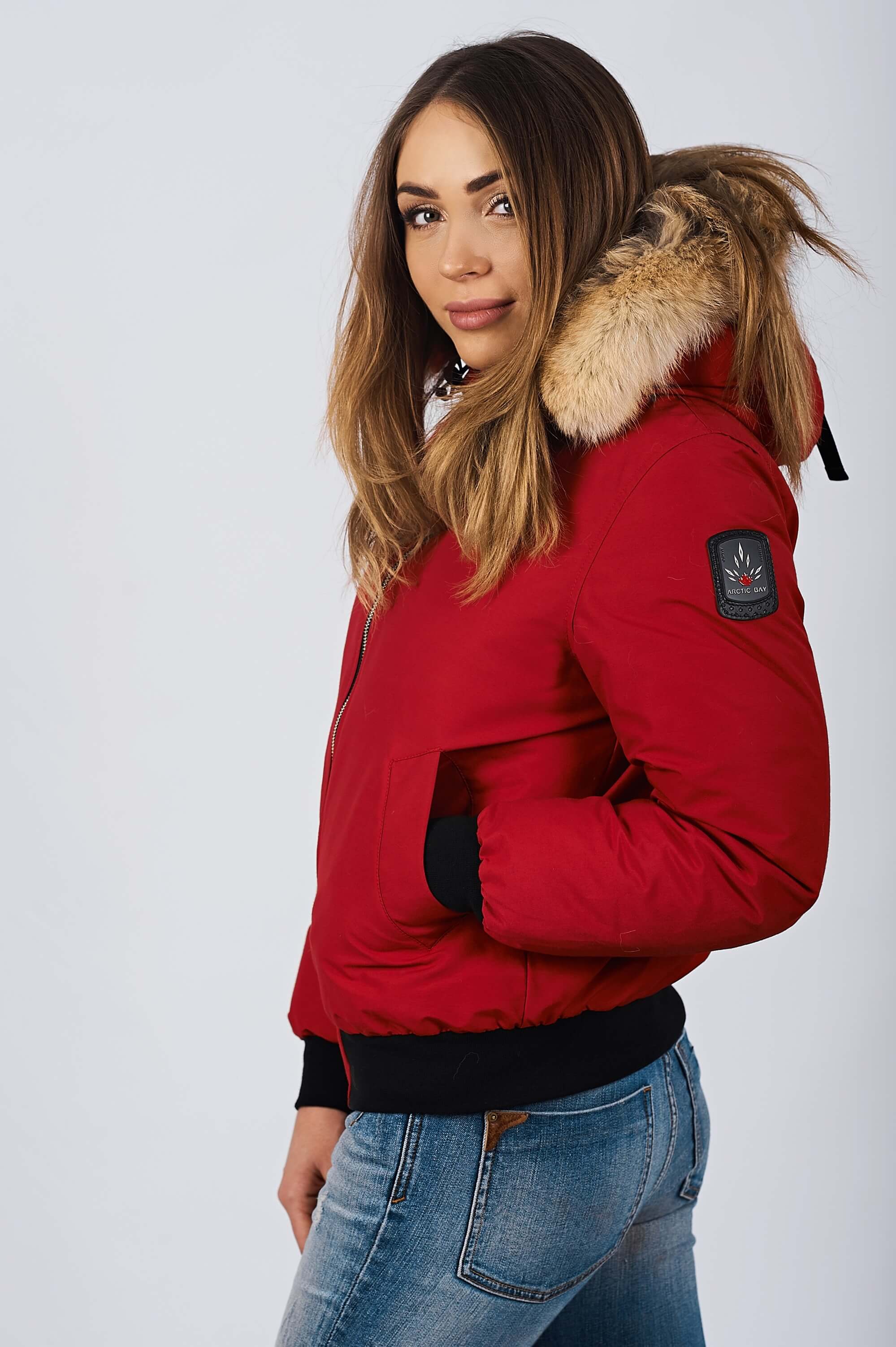 Fur Lined Bomber Jacket With Fur Collar, Winter Coat, Women's Coat,Women's  Parka